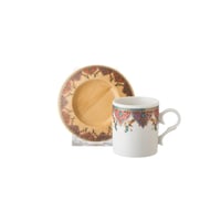 فناجين قهوة تركي منقوش صحن خشب 12 قطعة