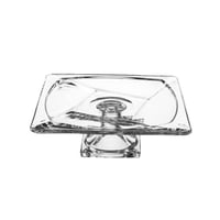 صحن تقديم الحلويات والفواكه زجاج مربع بقاعدة مقاس...