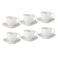 طقم فناجين قهوة تركي بورسلان ابيض وذهبي 12 قطعة 90...