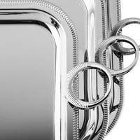 طقم صواني معدن مستطيل نيكل يد حلقات 3 قطعة سادة