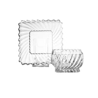 طقم زبادي مع صحن للحلا والمكسرات زجاج مزخرف 12 قطع...