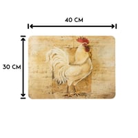 طقم عازل صحون سفرة خشبي خفيف برسومات ديك 4 قطعة مق...