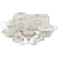 طقم عشاء بورسلان صيني فاخر بنقشات ناعمة 70 قطعة 6...