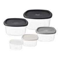 طقم حافظات بلاستيك للثلاجة 5 قطع مربع