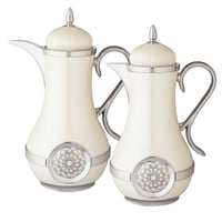 طقم ترامس 2 قطعة لؤلؤي وفضي بديكور جنيه