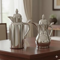 طقم ترامس غلا 2 قطعة فضي ( 1 لتر - 650 مل ) داخل ز...