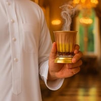 مبخرة زجاج بيبلوس لون عسلي بقاعدة معدن ذهبي