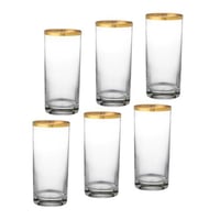 كاسات ماء زجاج تركي ذهبي 6 قطعة 330 مل