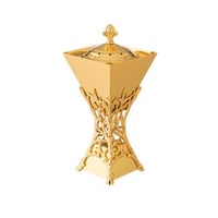 مبخرة معدن بديكور اغصان ذهبي