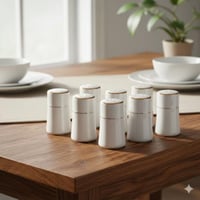 طقم ملاحات ملح و فلفل 8 حبات بورسلان ابيض