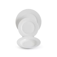 طقم عشاء بورسلان ابيض سادة فاخر 18 قطعة 6 اشخاص