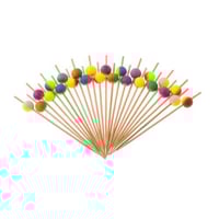 اعواد تمر وحلى خشب بمقبض خرز ملون 25 قطعة