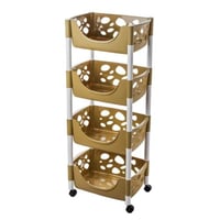 ارفف حامل خضار بلاستيك 4 ادوار بني