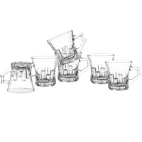 طقم اكواب شاي زجاج مخطط نافر 6 قطعة 160 مل