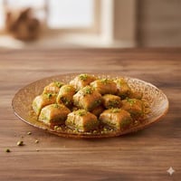 صحن تقديم حلويات زجاج تركي مدور مقاس 32 سم