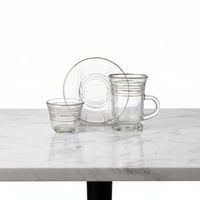 طقم فناجين شاي وقهوة 18 قطعة مثلج فضي