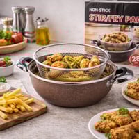 قدر قلي بني مع مصفى وغطاء زجاج مقاوم للحرارة مقاس...