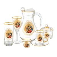 طقم ضيافة زجاج 76 قطعة برنسيسات ذهبي مطفي