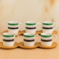 طقم فناجين قهوة تركي بديكور العلم السوري 6 اشخاص ب...