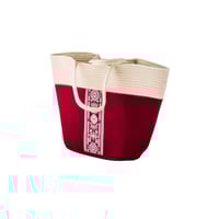 شنطة رحلات قطني لون احمر وبيج