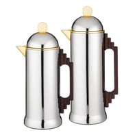 طقم ترامس شاي وقهوة الغزالة نيكل وذهبي يد خشب فاخر...