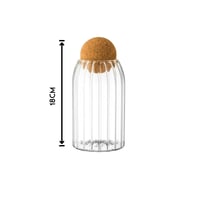 مرطبان زجاج شفاف مخطط للحلا والمكسرات بغطاء فلين 1...