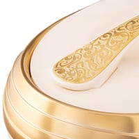 حافظة طعام بيضاوي بيج مع ذهبي 6 لتر