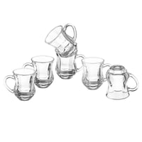 بيالات شاي زجاج شفاف مضلع 6 قطعة 130 مل