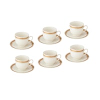 طقم فناجين قهوة تركي بورسلان مزخرف ذهبي 12 قطعة