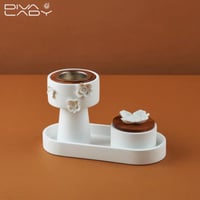 طقم مبخرة جبس مع علبة عود وصحن معدن ابيض