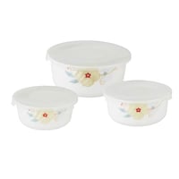 طقم زبادي اركوبال بغطاء شفاف 3 قطعة