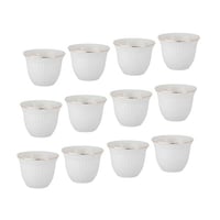 فناجين قهوة سعودي بورسلان ابيض منقوش بخط ذهبي 12 ق...