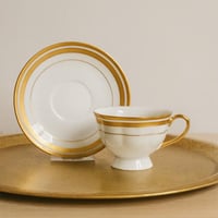 فنجان شاي بورسلان 2 قطعة ذهبي 180 مل