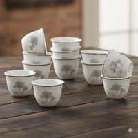 فناجين قهوة لوفر بورسلان ابيض وفضي 12 قطعة