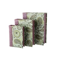 طقم صناديق جلد بشكل كتاب 3 قطعة بنفسجي