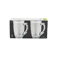 طقم اكواب زجاج شفاف بغطاء 2 قطعة 345 مل