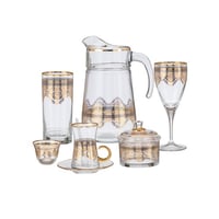 طقم كريستال 76 قطعة فضي ذهبي تركي