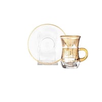 طقم كاسات شاي 12 قطعة ذهبي تركي