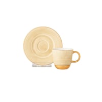 فناجين قهوة تركي بيج وذهبي قاعدة معدن 12 قطعة