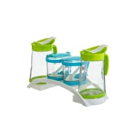 طقم زياتات وبهارات زجاج بقاعدة بلاستيك