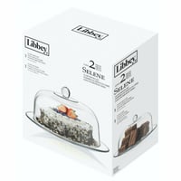 صحن كيك زجاج بغطاء متحرك