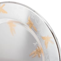 صحن تقديم معدن مدور فضي ذهبي