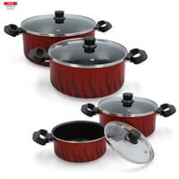 طقم قدور تيفال فرنسي تيمبو 8 قطع غطاء زجاج