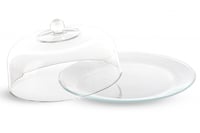 صحن كيك زجاج بغطاء متحرك