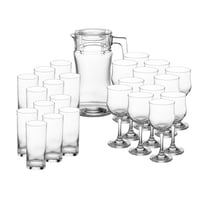 طقم جك وكاسات عصير وماء زجاج تركي شفاف 25 قطعة