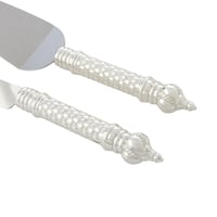 جاروف وسكين لتقطيع الكيك معدن ذهبي