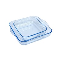 طقم صواني فرن 2 قطعة مربع مخطط تركي