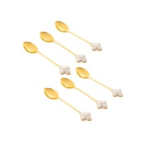 طقم ملاعق شاي ذهبي 6 قطعة ديزاين وردة