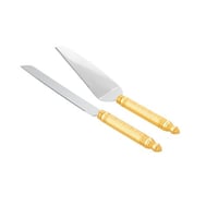 جاروف وسكين لتقطيع الكيك معدن ذهبي