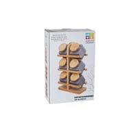 علب بهارات بورسلان رصاصي 6 قطعة مع استاند خشبي